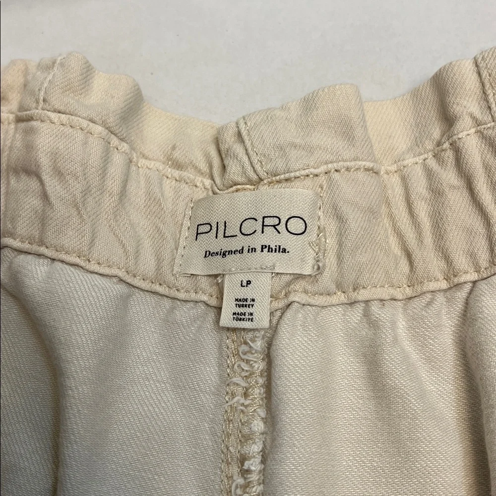 PILCRO ANTHROPOLOGIE CREAM HIGH RISE CROPPED PAPERBAG WIDE LEG PANTS LP